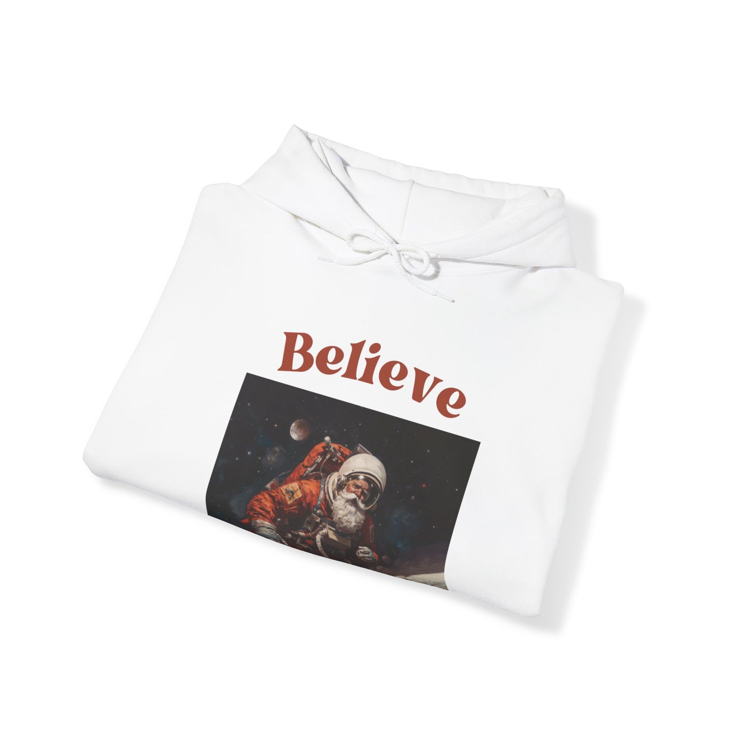 Believe in Santa Astonaut Hooded Sweatshirt by Blakely Bering