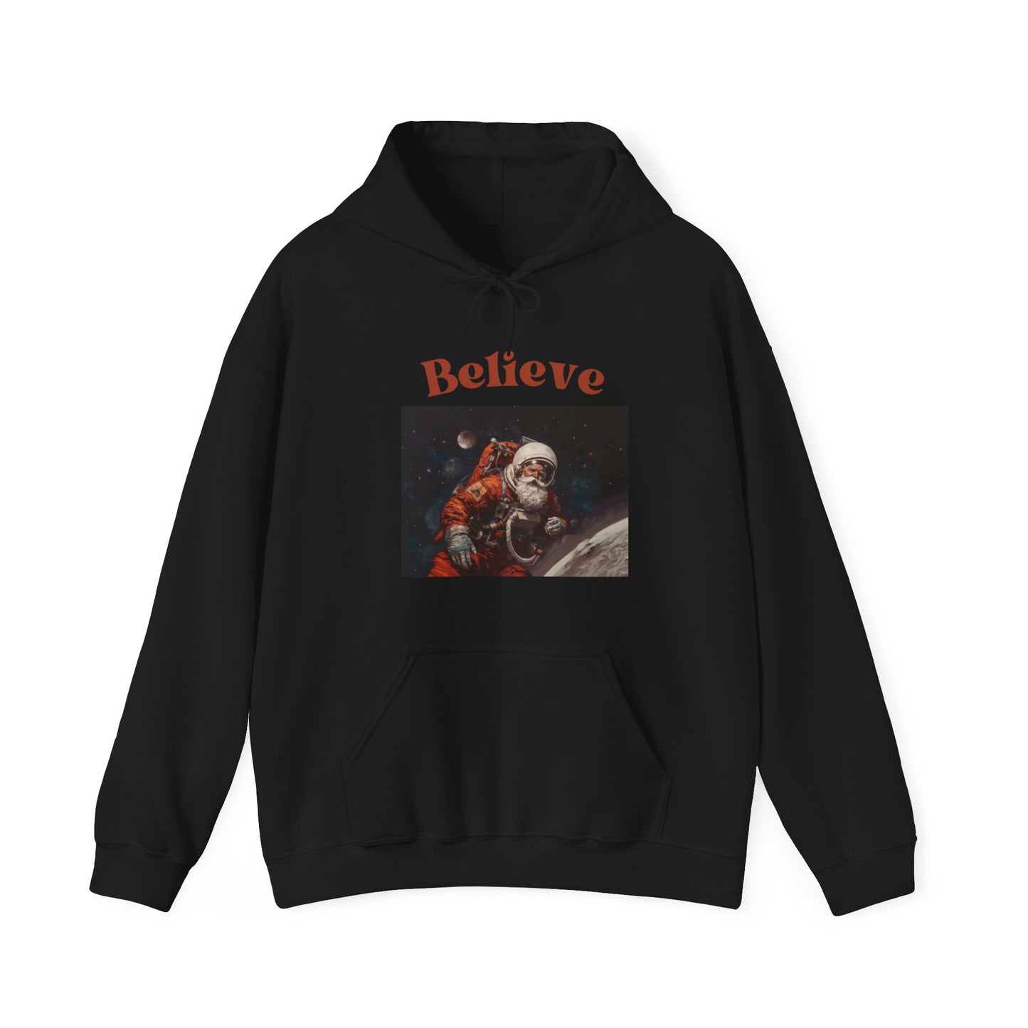 Believe in Santa Astonaut Hooded Sweatshirt by Blakely Bering