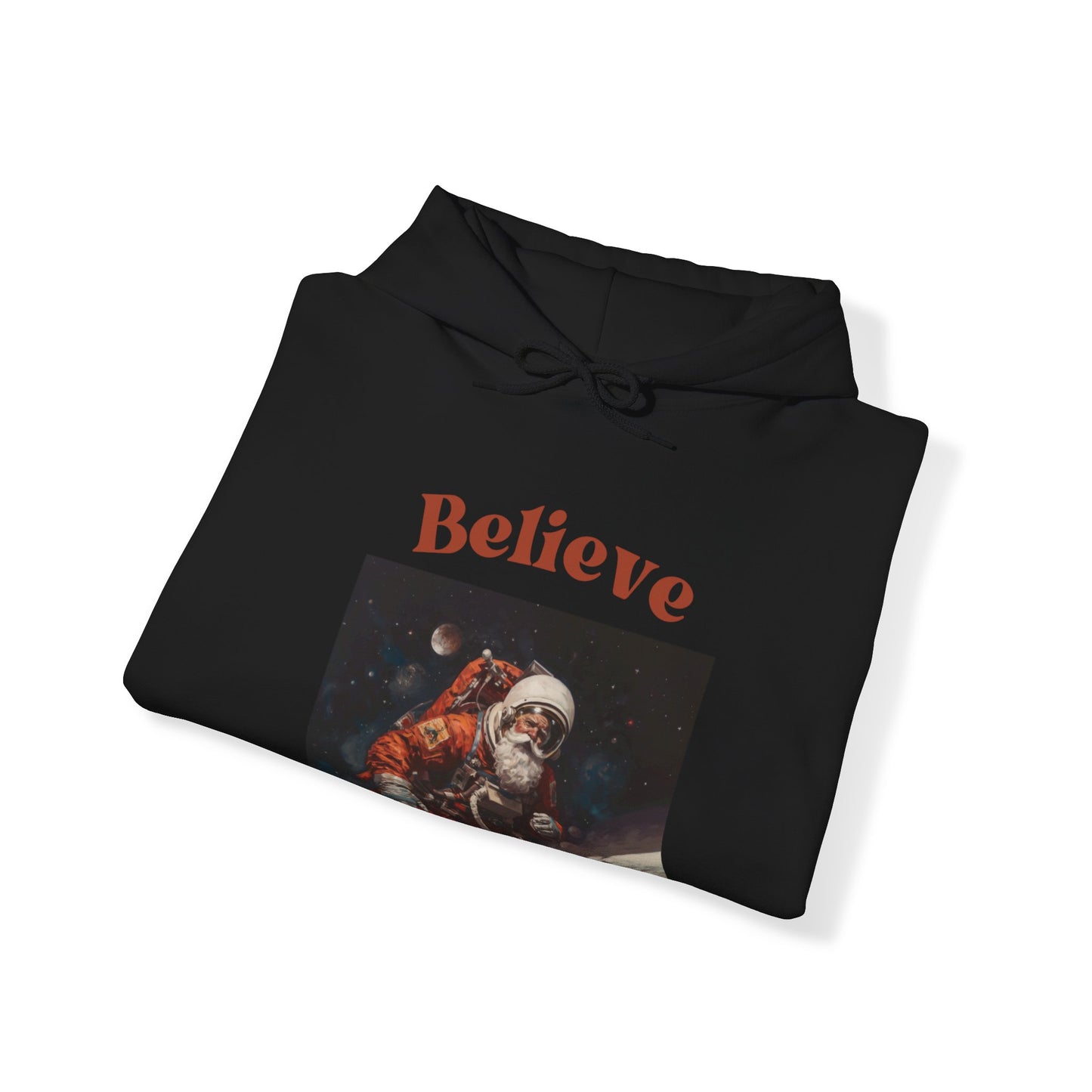 Believe in Santa Astonaut Hooded Sweatshirt by Blakely Bering